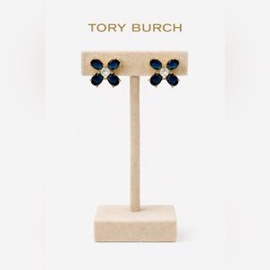 Tory Burch Navy and Gold Petal Earrings